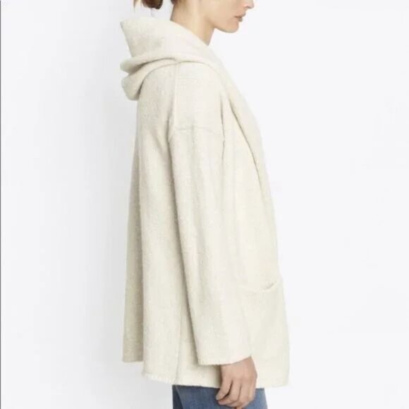 Vince Cozy Hooded Robe Cardigan Sweater in Winter White Size Small - Picture 2 of 15